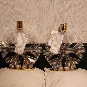 Wondershop Clear Crystal Snowflake Candle Holders with Gold Accents
